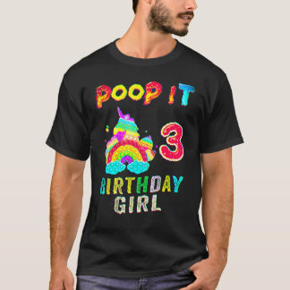 3th Fidget Pop It Birthday Girl Party Three 3 Year T-Shirt