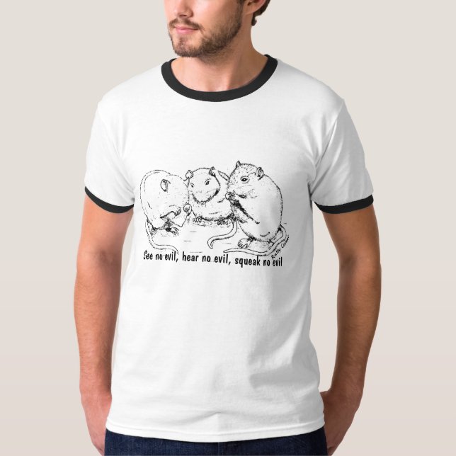 3wisefuzzmonkies, See no evil, hear no evil, sq... T-Shirt (Front)