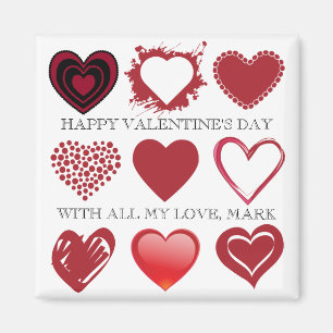 3x3 Grid of Hearts Valentines Magnet