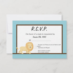 3x5 Blue Jungle Lion RSVP Invitation
