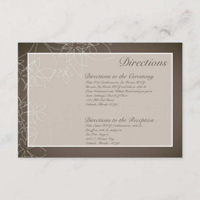 3x5 Directions Card Autumn Floral Fall Leaves Grey (Front)