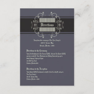 3x5 Directions Card Black Tie Affair Grey Elegant