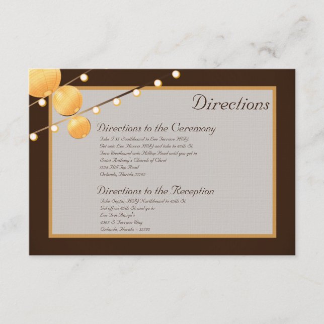 3x5 Directions Card Paper Lanterns on Brow Chinees (Front)