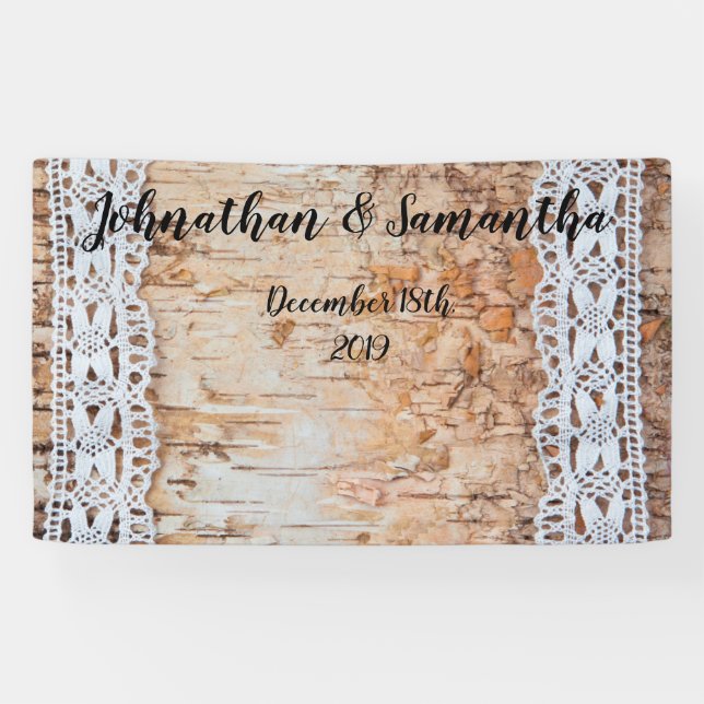 3'x5' Personalised Banner country barn wood lace t (Horizontal)