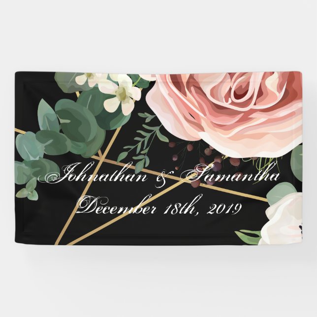 3'x5' Personalised Banner Geometric Garden Black (Horizontal)