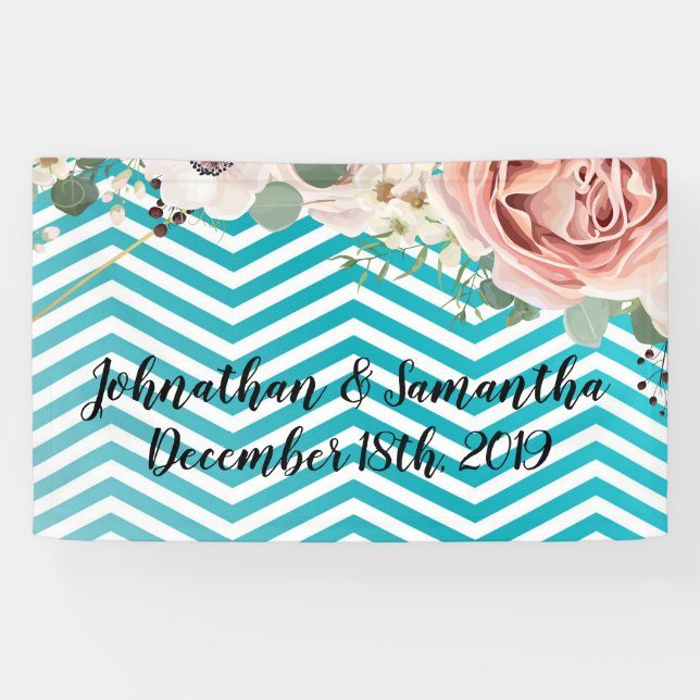 3'x5' Personalised Banner Geometric Rose Chevron T (Horizontal)