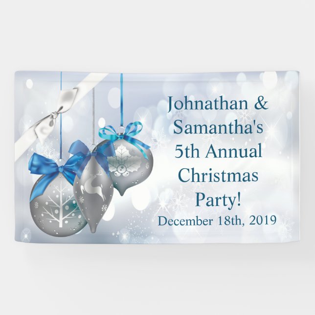 3'x5' Personalised Banner Ornaments Snowflakes Sno (Horizontal)