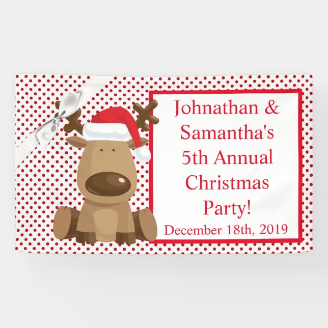 3'x5' Personalised Banner Reindeer Christmas XMAS (Horizontal)