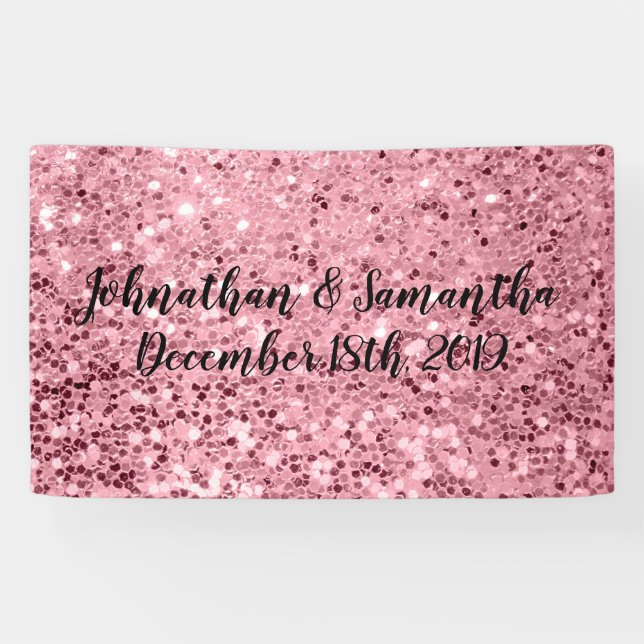3'x5' Personalised Banner Rose Gold Glitter (Horizontal)