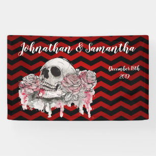 3'x5' Personalised Banner skull Rose Gothic Chevro