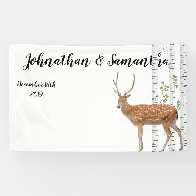 3'x5' Personalised Banner XMAS Deer Doe Woodland B (Horizontal)