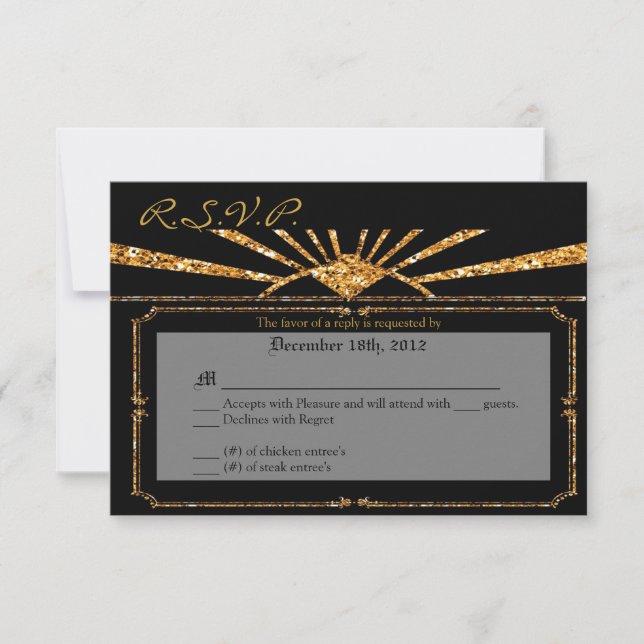 3x5 R.S.V.P. Reply Card Art Deco Roaring 20s GATSB (Front)