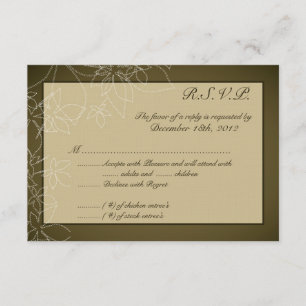 3x5 R.S.V.P. Reply Card Autumn Floral Fall Brown
