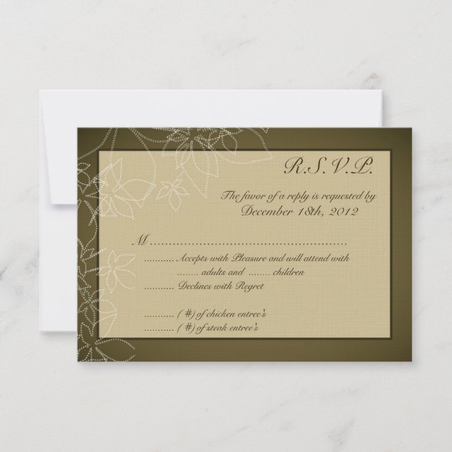 3x5 R.S.V.P. Reply Card Autumn Floral Fall Brown (Front)