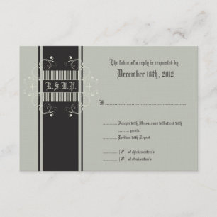 3x5 R.S.V.P. Reply Card Black Tie Affair Grey