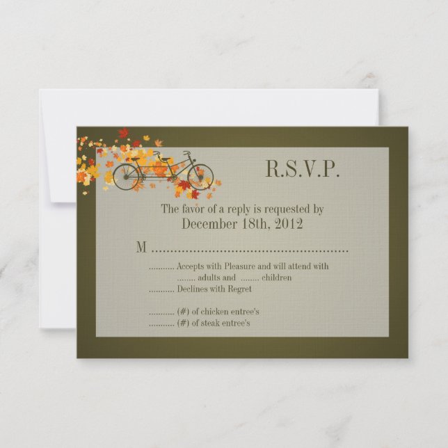 3x5 R.S.V.P. Reply Card Brown Double Bike (Front)