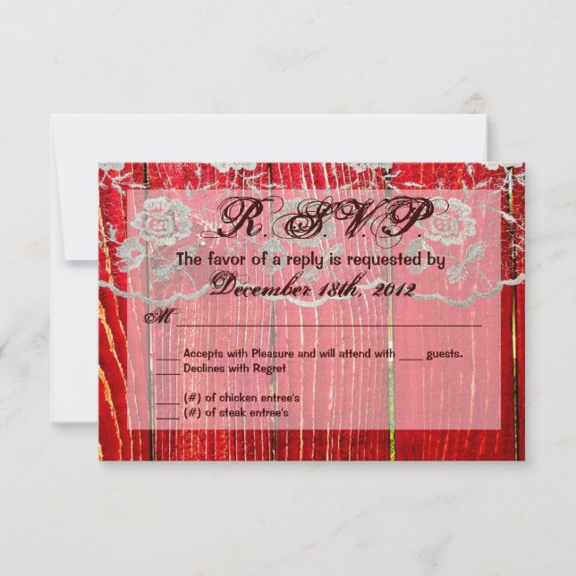 3x5 R.S.V.P. Reply Card Burlap Lace Country Wester (Front)