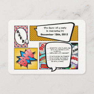 3x5 R.S.V.P. Reply Card Comic Strip Book Pop Art