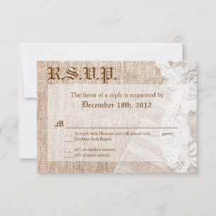 3x5 R.S.V.P. Reply Card Country Lace Handkerchief