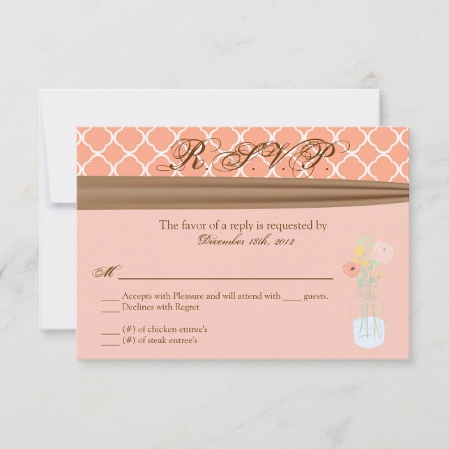 3x5 R.S.V.P. Reply Card Country Mason Jar Flowers (Front)