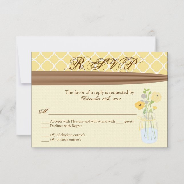 3x5 R.S.V.P. Reply Card Country Mason Jar Flowers (Front)