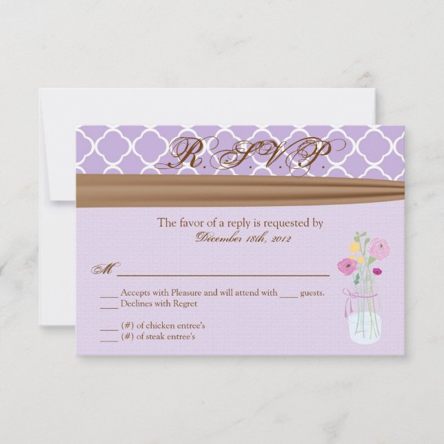 3x5 R.S.V.P. Reply Card Country Mason Jar Flowers (Front)