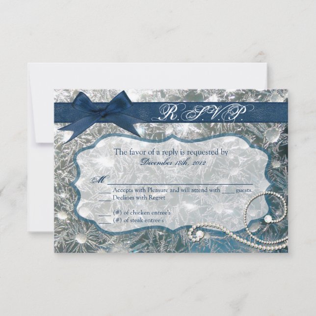 3x5 R.S.V.P. Reply Card Cracked Ice Winter Snow (Front)