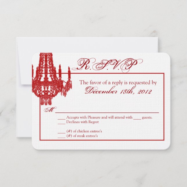 3x5 R.S.V.P. Reply Card Crystal Chandelier Glitz (Front)