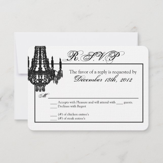 3x5 R.S.V.P. Reply Card Crystal Chandelier Glitz (Front)