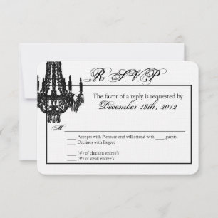 3x5 R.S.V.P. Reply Card Crystal Chandelier Glitz
