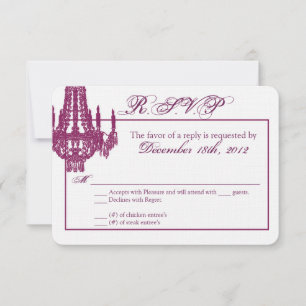 3x5 R.S.V.P. Reply Card Crystal Chandelier Glitz