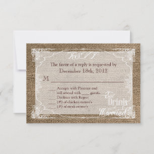 3x5 R.S.V.P. Reply Card Eat Drink Be Married Burla