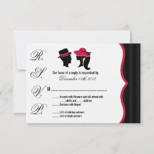 3x5 R.S.V.P. Reply Card Formal Hats Elegant Retro
