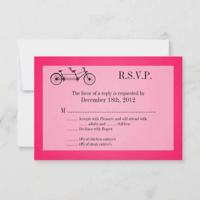 3x5 R.S.V.P. Reply Card Hot Pink Double Bike (Front)