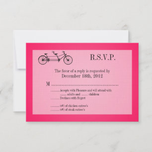 3x5 R.S.V.P. Reply Card Hot Pink Double Bike