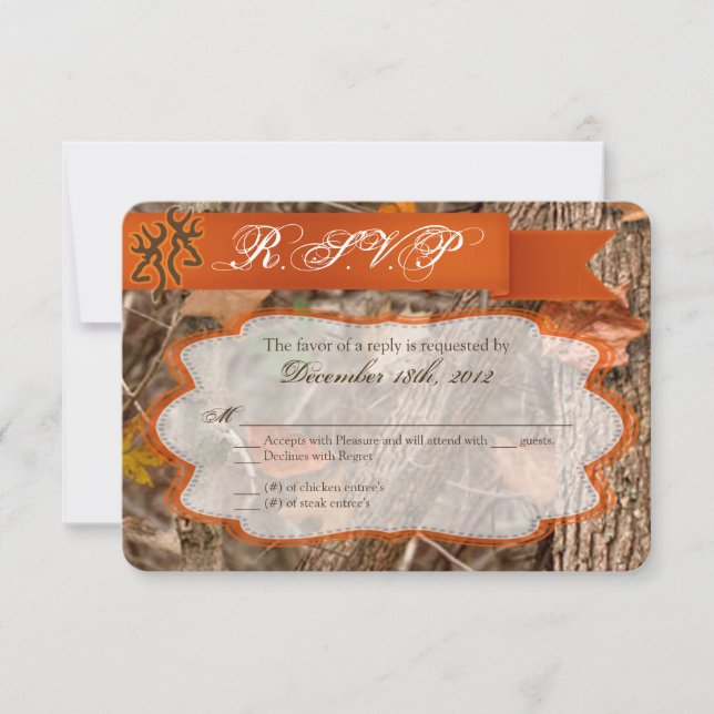 3x5 R.S.V.P. Reply Card Hunting Couple Deer Doe Bu (Front)