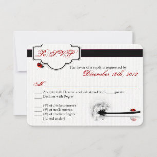 3x5 R.S.V.P. Reply Card Lady Bug Dandilion Flower