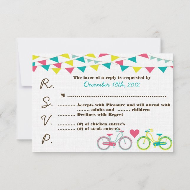 3x5 R.S.V.P. Reply Card Lovers Bike Bicycle Carniv (Front)