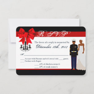 3x5 R.S.V.P. Reply Card Marine African Ame Uniform