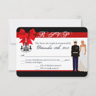 3x5 R.S.V.P. Reply Card Marine Hispanic Uniform