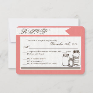 3x5 R.S.V.P. Reply Card Mason Jar Country Rustic