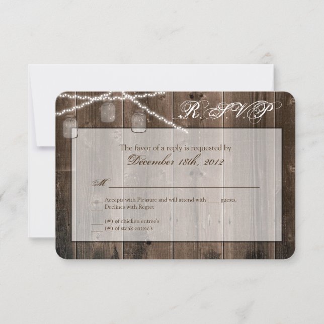 3x5 R.S.V.P. Reply Card Mason Jar String Lights (Front)