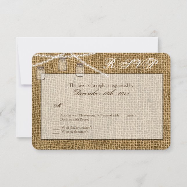 3x5 R.S.V.P. Reply Card Mason Jar String Lights (Front)