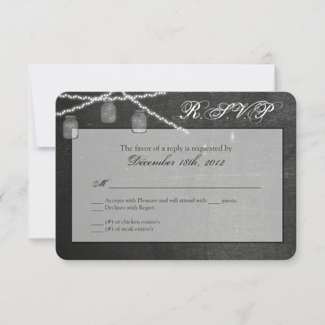 3x5 R.S.V.P. Reply Card Mason Jar String Lights (Front)