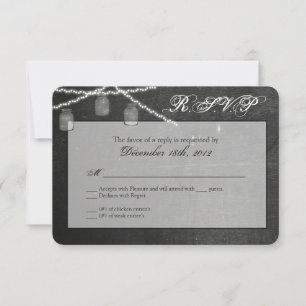 3x5 R.S.V.P. Reply Card Mason Jar String Lights