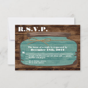 3x5 R.S.V.P. Reply Card Mason Jar Wood Country