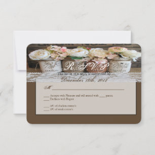 3x5 R.S.V.P. Reply Card Mason Jars with Roses