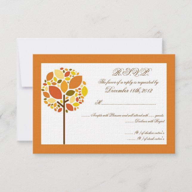 3x5 R.S.V.P. Reply Card Modern Autumn Tree Fall (Front)