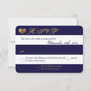 3x5 R.S.V.P. Reply Card Modern Stripe Navy White