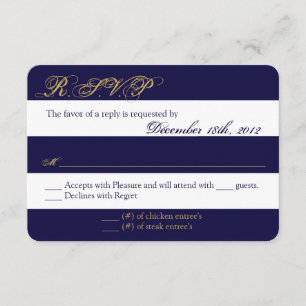 3x5 R.S.V.P. Reply Card Modern Stripe Navy White